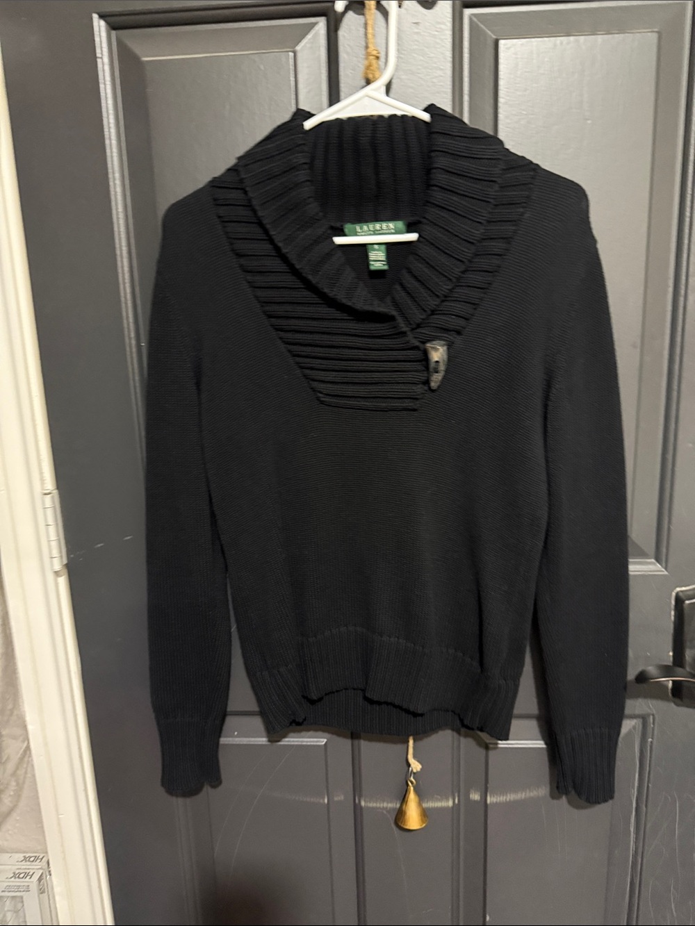 Lauren Ralph Lauren Sweater Women’s Sz Small - Black Shawl Collar Toggle Closure
